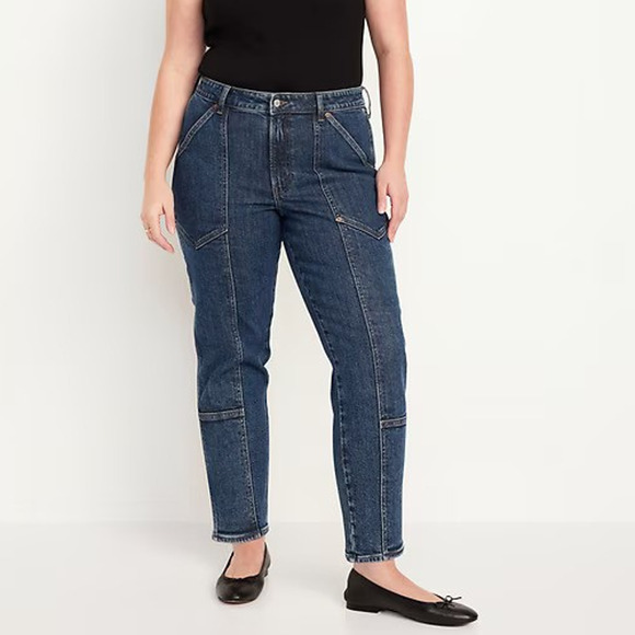 NWT Old Navy High-Waisted OG Straight Utility Jeans Blue Denim Plus Size 16 - Picture 1 of 12